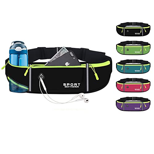 Ceinture de Course Sac Banane étanche avec Sangle élastique réglable - Peut Transporter des téléphones jusqu'à 17,8 cm - Cadeau pour Coureurs, Noir , Fit Waist 16.5-48.8 inches Cover
