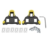 Tbest Road Bikes Cleats Pedals, Indoor Outdoor Self Locking System Cycling Pedals Shoes Cleat with Installation Parts (Yellow