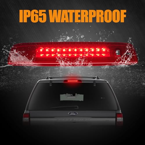 Image of Third 3rd Brake Light LED for 2003-2016 Ford Expedition, High Mount Rear Brake Lights Assembly for 03-16 Lincoln Navigator, Waterproof Center Cab Lamp Stop Light (RED)