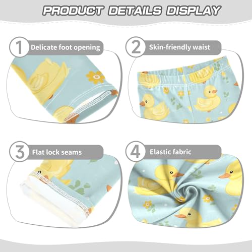Cute Duck Girls' Leggings Toddler Doodles Flowers Kids Yoga Pants Dance Active Tights 4T3