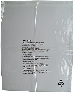 50 CLEAR TRANSPARENT PLASTIC SELF SEAL GARMENT CLOTHING RETAIL PACKAGING BAGS SAFETY WARNING EXTRA LARGE XL 18x22" 450x550mm 38mu POLYPROPYLENE SHIRT T-SHIRT STORAGE PROTECTION DISPLAY PACKING