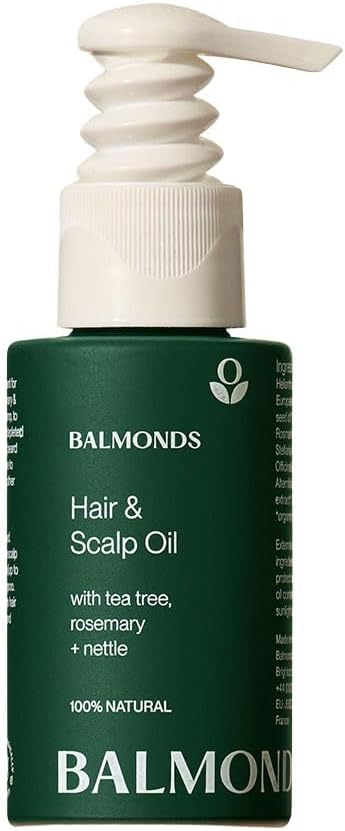 Balmonds Hair, Scalp & Beard Oil 1.7 Oz with Rosemary, Hemp & Tea Tree - Natural Conditioning Treatment for Dry, Itchy Scalps - Nourishes & Moisturizes