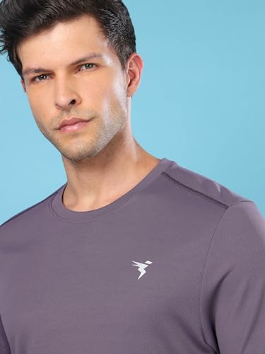 Image of TECHNOSPORT Men's Slim Fit Polyester Activewear Sports T-Shirt with Moisture-Wicking Comfort for Workout, Running & Gym