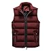 Homme Gilet Chaud Confortable Soft LéGer Full Zipper Veste Sans Manches Vest Classique Outdoor Manteau Noir Rouge