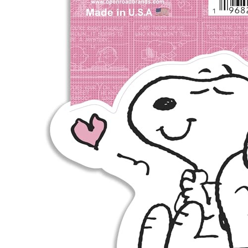 Image of Peanuts Snoopy Floating Hearts Adhesive Vinyl Decal - Sweet Snoopy Sticker for Laptops, Bottles or Binders
