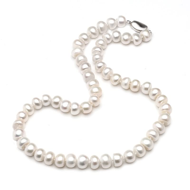 Collier perles eau douce femme blanc 8-9mm 40cm