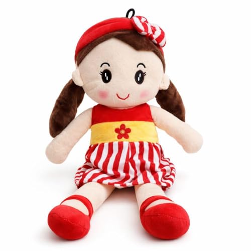Image of Cute Soft Baby Doll Plush for Kids | Plush Stuffed Toy Doll for Girls & Boys | Super Soft Cuddly Hug Toy Doll | Washable Plush Doll for Girls - 40 CM (Red)