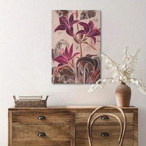 Impression sur toile de lys rouge cadre 60x80cm de fleur moderne