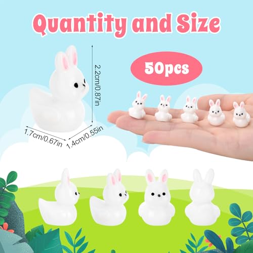 Image of 50 Pcs Rabbit Ducks Toy Figures, Mini Rabbit Resin Ducks Bulk, Tiny Rabbits Figurine Dress up Duck Toy for Party Favors (Rabbits)