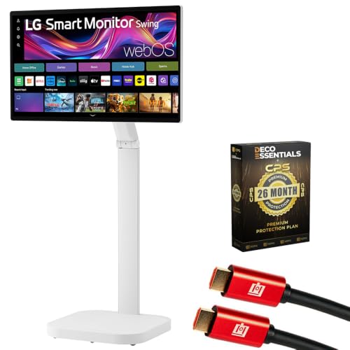 Image of LG 32 Inch 4K UHD IPS Touchscreen Smart Monitor Swing with Rolling Stand 32U889SA-W Bundle with Deco Essential CPS 26 Month Protection Pack and 2X Deco Essentials 6FT 4K HDMI 2.0 Cable