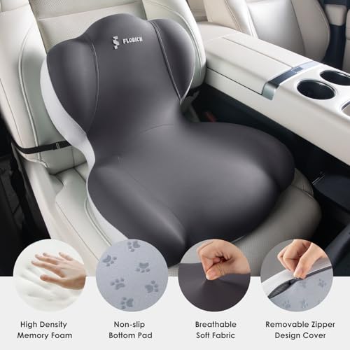 Image of FLORICH Memory Foam Truck Seat Cushion,Car Seat Cushion and Lumbar Support Pillow for Office Chair, Ergonomic Back Support & Sciatica Relief for Long Drives(Slight Grey)
