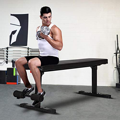 【3-7 Days Delivery】Flat Utility 600Lbs Foldable Capacity Weight Bench, 45'' Flat Bench Workout Utility Bench Capacity Sit Up Bench Weight Training and Abdominal Training Folding Bench Price Cut $8 (A)