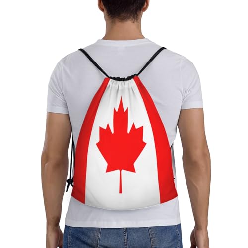 Canadian Flag Print Drawstring Backpack Sport Bag Sack Cinch Bags,Sports Gym Bag For Women Men,For Travel,Swimming2