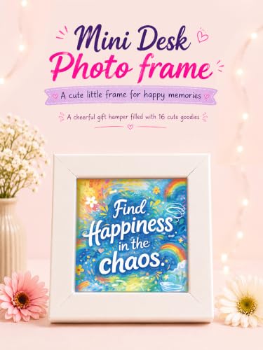 Image of Doodle Magic Moments Gift Hamper for Girls | 16 Cute Goodies with Notebook, Tote Bag, Floral Desk Stand, Stickers, Photo Frame, Scented Candle, Magnets, Key Ring, Pen, Thoughtful Card, Notecards & Chit Pad | Ready-to-Gift Birthday Hamper | Gift Set for Teens, Best Friends & Sisters