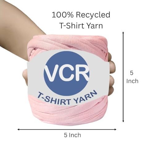 Image of VCR Baby Pink Big T-Shirt Yarn, 100 Meters Length, Recycled & Fashionable Craft Yarn, Pack of 1, Suitable for Crochet, Knitting & DIY Bags, Baskets, Cushions & Home Decor Projects