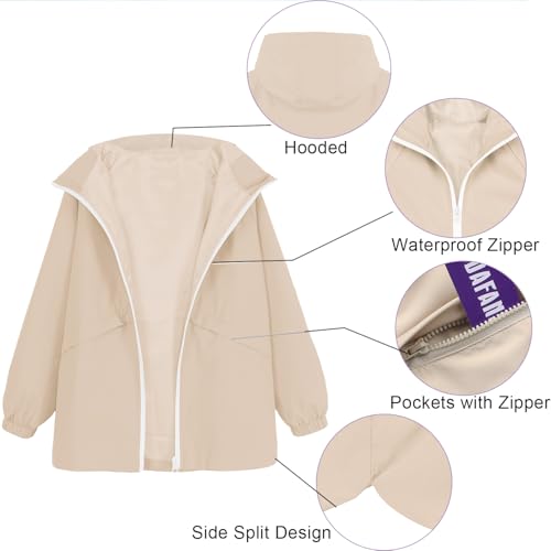 Image of MODAFANS Boys Girls Rain Jacket Waterproof lined Hooded RainCoats Windbreaker