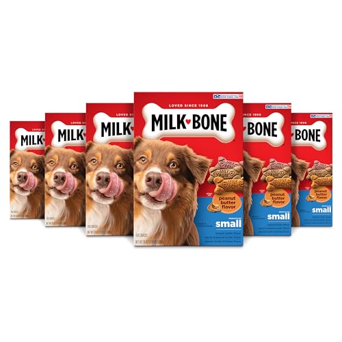 Image of Milk-Bone Peanut Butter Flavor Dog Treats for Small Dogs, 24 Ounce (Pack of 6), Crunchy Texture Helps Freshen Breath