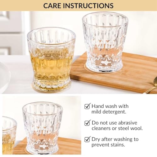 Image of Nestasia Transparent Set of 6 Small Juice Glasses (245 ml Each) - 100% Food Safe & Chip Resistant Diamond Patterned Tapering Tumblers - Ideal for Water, Tea, Coffee & Refreshments