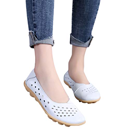 Fainosmny Sandals Shoes for Women\'s Breathable Casual Hole Shoes Large Size Peas Shoes Daily Flat Shoes White - Thumbnail 6