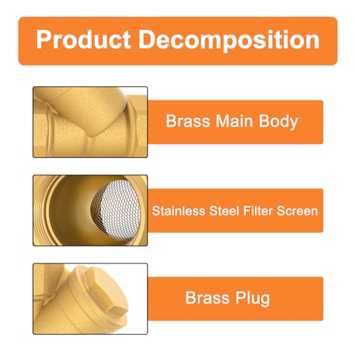 Image of GASHER 1PCS Brass 1 inch Female Y Strainer Mesh Filter Valve for Water Oil Separation