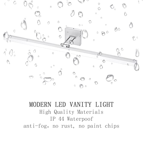 Image of Ralbay 40 inch Silver Bathroom Vanity Light 24W Adjustable Silver Vanity Lighting Modern LED Bathroom Vanity Light Fixtures Over Mirror (6000K Cool White Light)