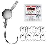 PROBITE Bladed Jig Heads, 20PCS/Box – Strong Bait-Locking, Sharp Lead Jig Hooks for Freshwater & Saltwater Fishing (Size: 3/16oz)