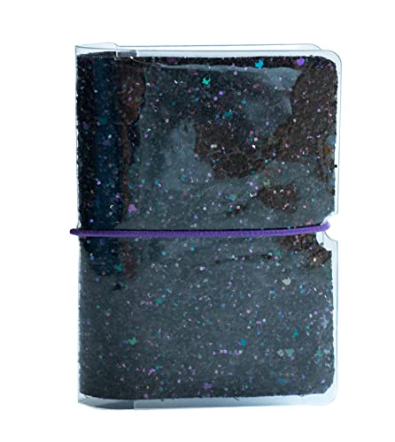 Women's Wallet Credit Card Loyalty Card Coupons Holder Mini Photo Album Organizer (Chunky Black Glitter) #TOP2