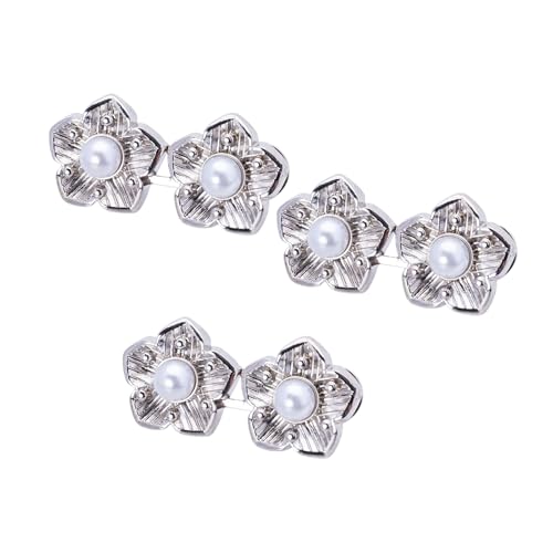 3 個調節可能なウエスト引き締めパールフラワーバックルウエストニッパークラスプセットジーンズとスカートフィットネスピン非縫製取り外し可能なパンツクリップ簡単にインストールジーンズボタン