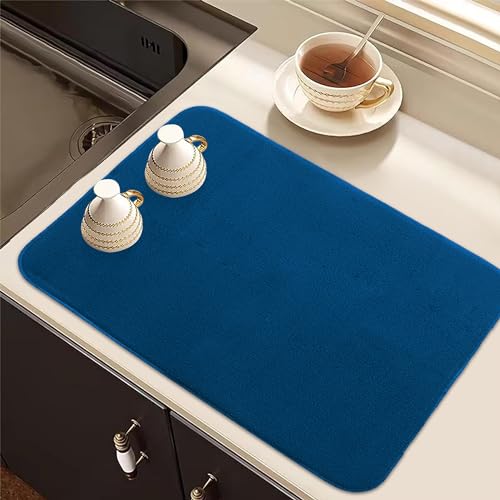 Image of Kuber Industries Dish Dry Mat | Microfiber Drying Mat | Kitchen Drying Mat | Reversible Mat | Kitchen Absorbent Mat | Dish Dry Mat for Kitchen | 38x50 | Pack of 3 | Blue