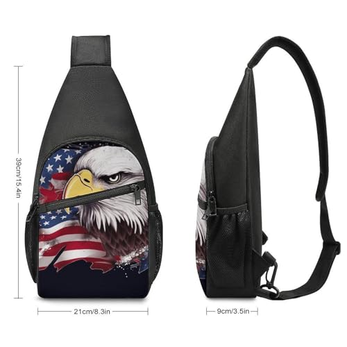 Mochila bandolera ligera para senderismo con águila y bandera USA miniatura 2