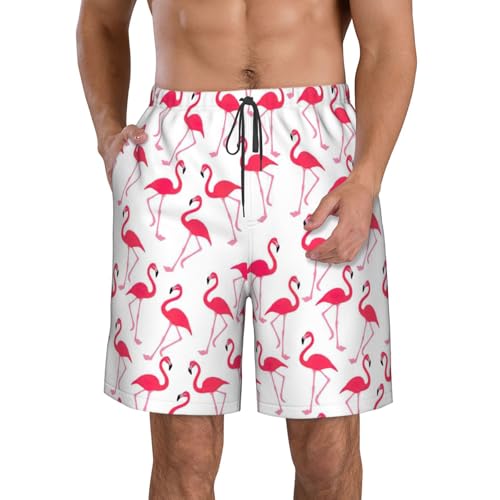 Bañador de flamenco rosa para hombre pantalones de playa con forro de malla