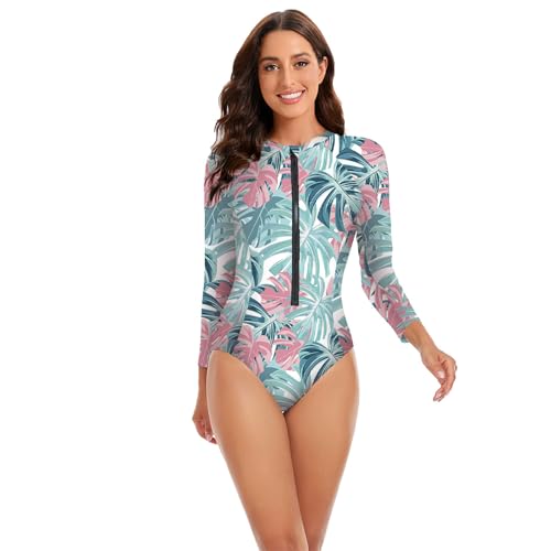 Maillot de bain de plage manches longues imprimé floral pour session surf femme