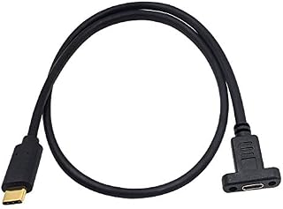 Maxhood 90 Degree USB C Male to Female Extension Cable, USB 3.1 Type C Extender Charging & Sync Cable with Panel Mount Screw -2feet/ 60cm (Straight USB c Male to Female)