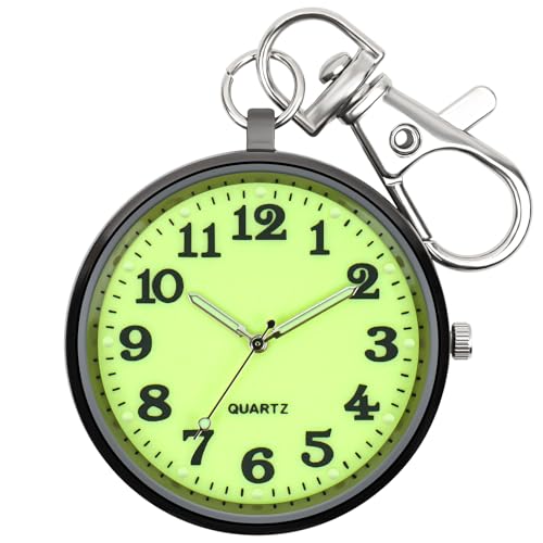 Image of Minimalist Ultra Thin Open Face Quartz Pocket Watch with Key Buckle Unisex Portable Unisex Pocket Watch