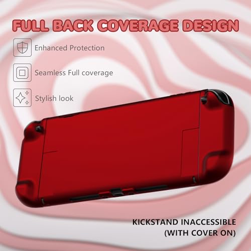 Image of PlayVital Hard Case for Nintendo Switch 2 with Extra Stand & Thumb Grip Caps | Split Design, Dockable Protective Full-Body Shell Cover for Nintendo Switch 2 | Solid Color Series (Scarlet Red)