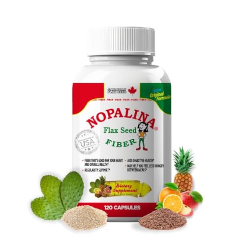 Image of Nopalina Fiber Formula | 120 Capsules | Flax Seed, Psyllium, Oat and Wheat Bran, Omega 3, 6 & 9 | Gut Health & Regularity | The Original