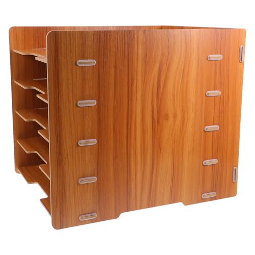 Organiseur de bureau multicouche bois marron rangement documents