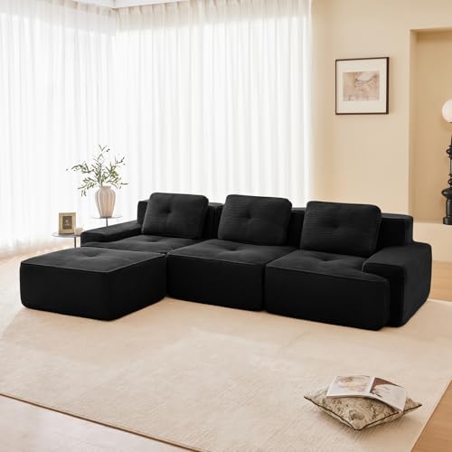 Image of Corduroy Modular Sectional Sofa, Oversized Cloud Couches for Living Room