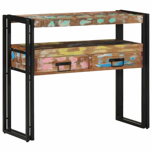 Mesa consola de madera maciza para pasillo estrecho con espacio de almacenamiento moderno 6