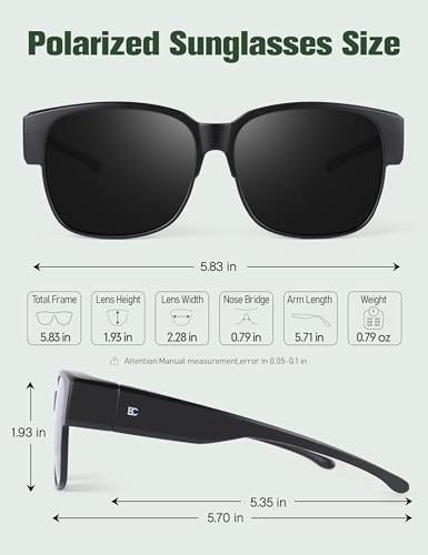BIRCEN Polarized Fit Over Sunglasses: Wear Over Glasses Sunglasses Wrap Around Fitover Shades for Men Women UV Protection4