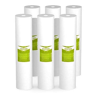 MewMore 1 Micron Whole House Water Filter Cartridge, Sediment Filters for Well Water, Universal Replacement for Any 20 inch Big Housings - 20" x 4.5" Cartridges - Pack of 6