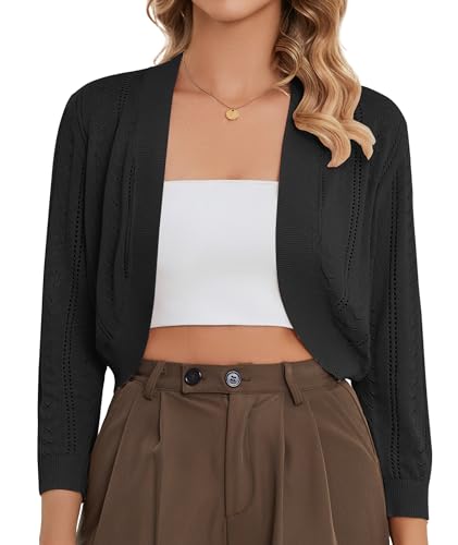 SIMIYA Damen Strickjacke Kurz, Bolero, Elegant 3/4 Ärmel Cardigan...