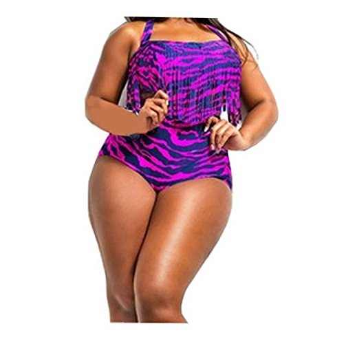 Spinning Women Plus Size Exotic High Waist Tassel Bikini Set Fringe Swimwear 001XXX-Large
