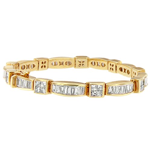 Original Classics 14K Yellow Gold Multi-Cut Diamond Box Square Link Bracelet(7.33 cttw,H-I Color,SI1-SI2 Clarity)