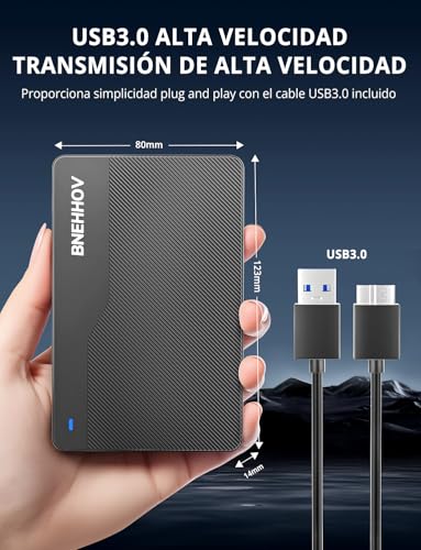 Disco Duro Externo Portátil Ultra Delgado 500GB HDD Disco Duro USB 3.0 SATA - Imagen 3