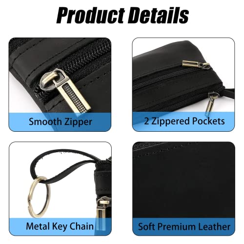 Porte-monnaie en cuir pour homme, porte-monnaie, porte-clés, pochette pour argent, pochette en cuir, cadeau pour homme, papa, père, Noir , 4.33"x2.95"x0.39", Pochette pour pièces de monnaie – vue 3