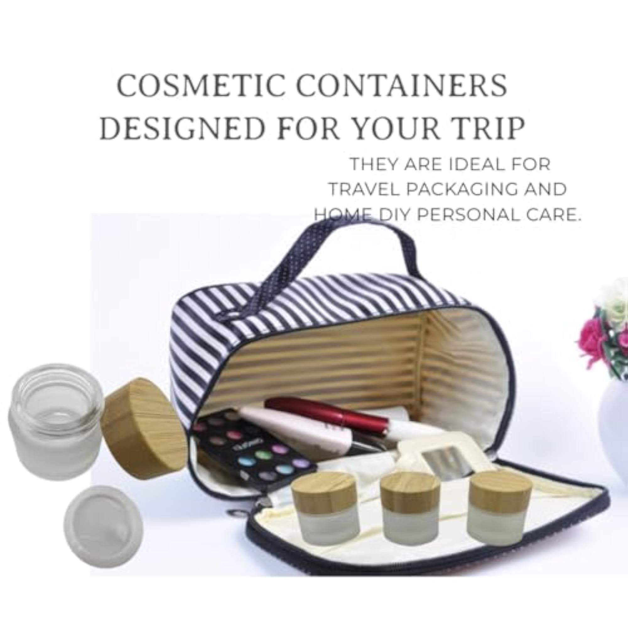 4 Pack Empty Frosted Glass Cosmetic Jars, 10g