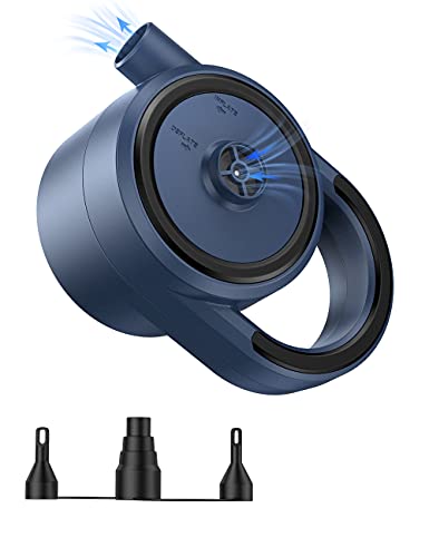 Electric Air Pump, Portable Cordless Inflator with 3 Nozzles, 7800mAh Rechargeable Battery, for Air Mattress, Inflatable Swimming Pools, Boat Floats