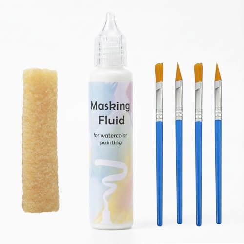 White Watercolor Masking Fluid with Brush & Eraser