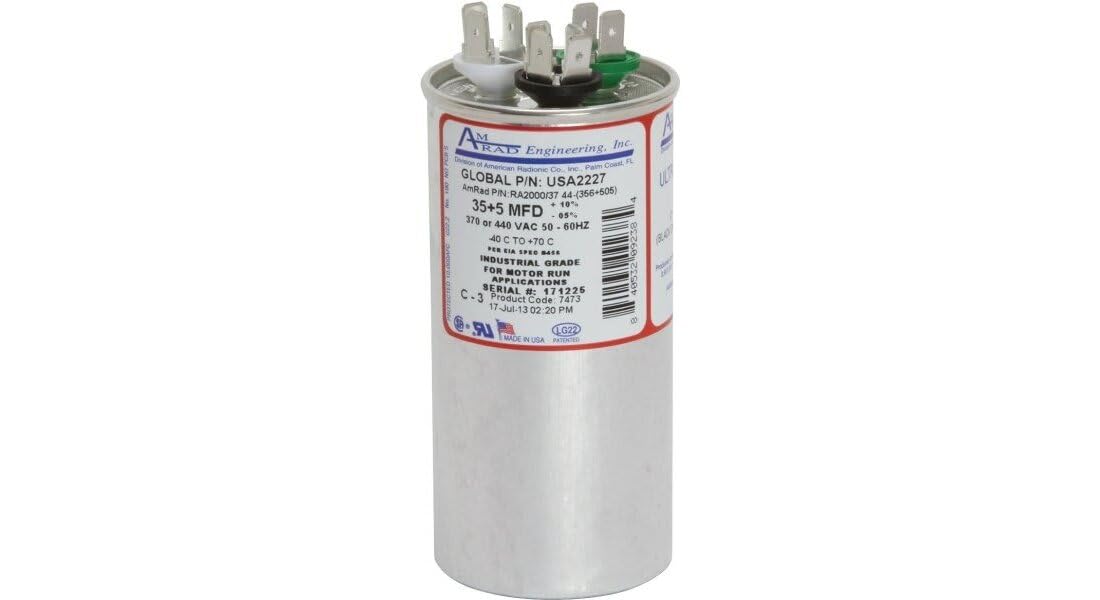 OEM Replacement Dual Run Capacitor 35+5 Uf 370/440V - Fits Amrad USA2227 & RA2000
